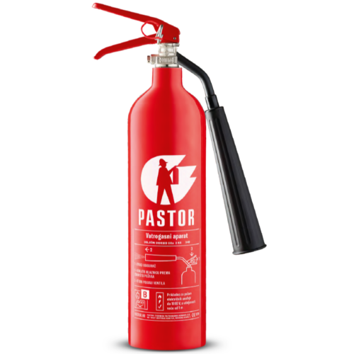 Gasilnik CO2-2 Pastor – CO2 gasilnik za električne naprave in požare razreda B